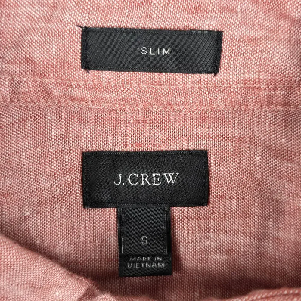 J.Crew Small Red Baird McNutt 100% Irish Linen Long Sleeve Button Down Shirt